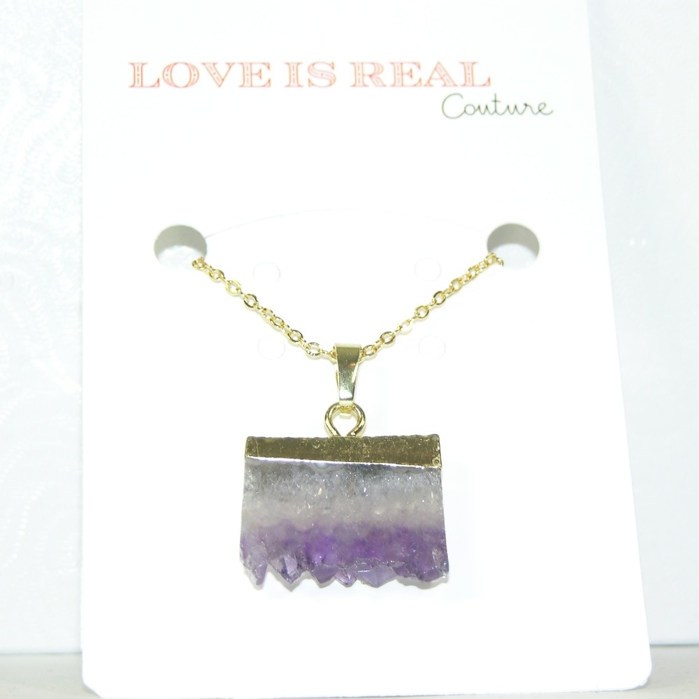 LAST ONE! Amethyst & Gold Druzzy Necklace